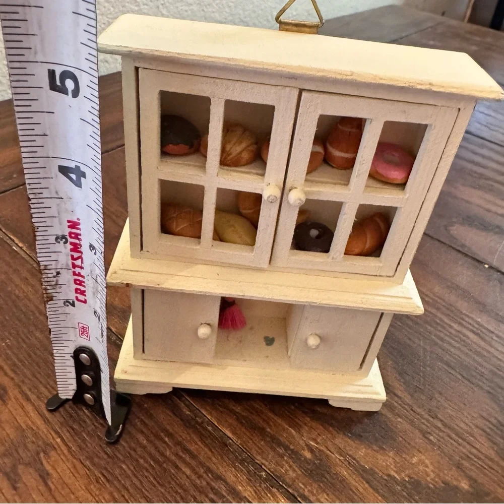 Vintage handmade Miniature white Wooden Hutch Accessories Dollhouse Wall Hanging - Picture 4 of 5